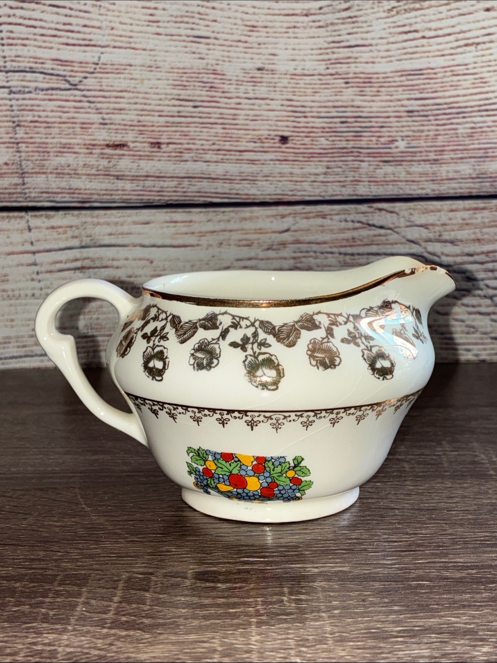 Vintage Pope Gosser 1151 Porcelain Creamer - White with Multicolor Floral Accent